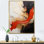 «Midnight Passion», vague abstraite, écarlate et or I - peinture abstraite, art mural, salon