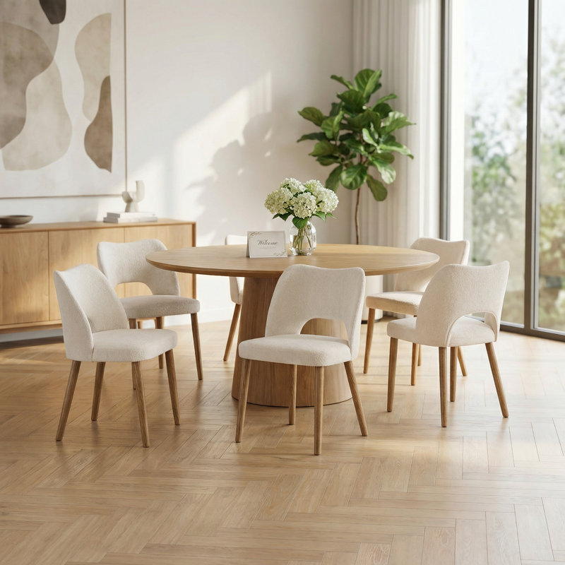 Chaises de salle à manger rembourrées avec dossier papillon Modern Farmhouse (ensemble de 6, BEIGE), Beige
