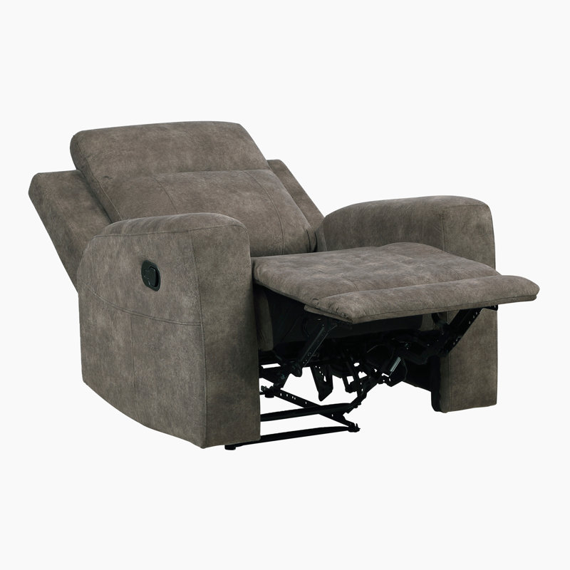  Fauteuil inclinable manuel en microfibre texturé Leylashka, Brun