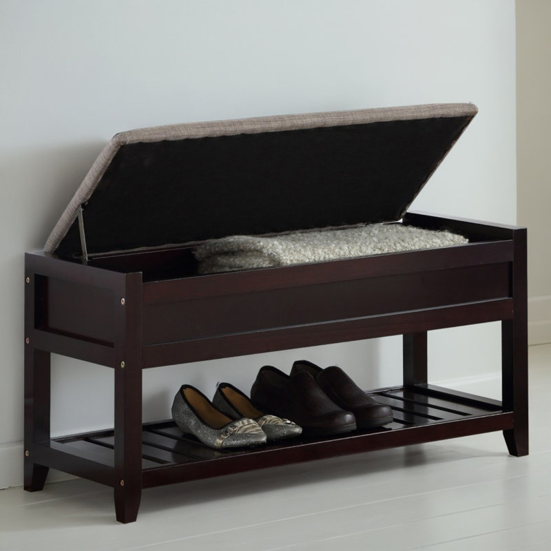 35" Shoe Storage Bench with Cushion, Entryway Storage with Storage, Espresso