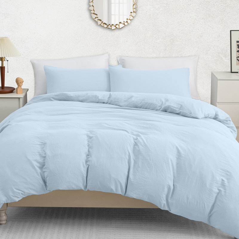 Microfiber Solid Colour Duvet Cover Set, Single (135cm x 200cm), Blue
