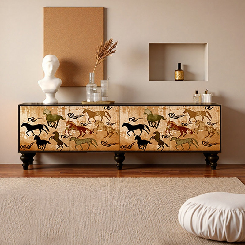 Meuble télé en pin avec armoires de rangement, H 21,65 po x L 78,74 po x l 15,75 po