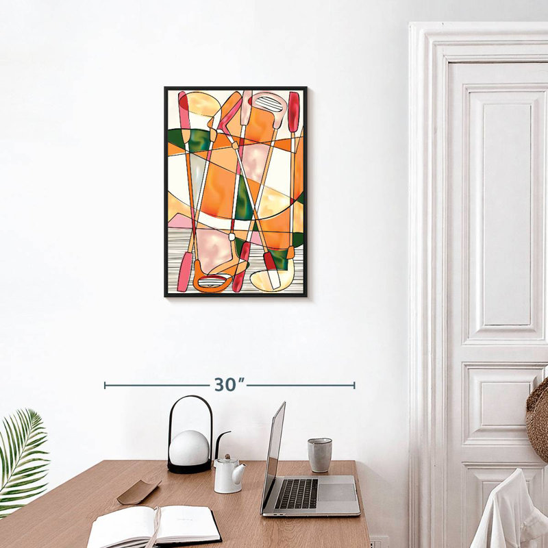 Golf abstrait, Cadre flottant noir, 17 po x 25 po
