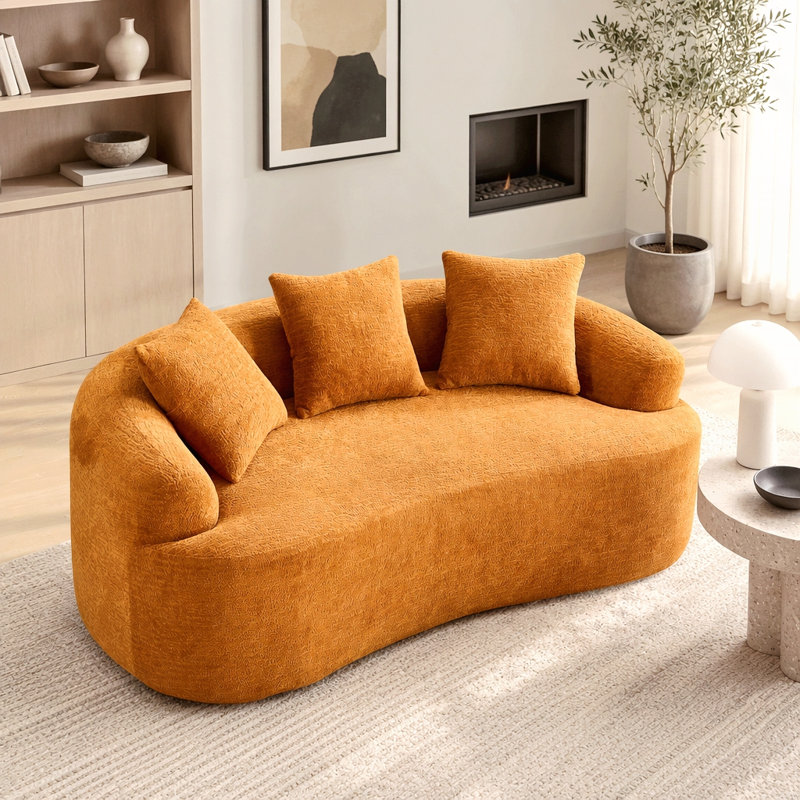 Causeuse compacte, Tissu orange