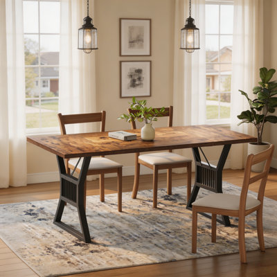 Garvee 70.8 Inch Large Dining Table for 6-8, Industrial Wooden Kitchen Table with Sturdy Metal Legs, Rectangular Long Dinner Table for Kitchen, Dining