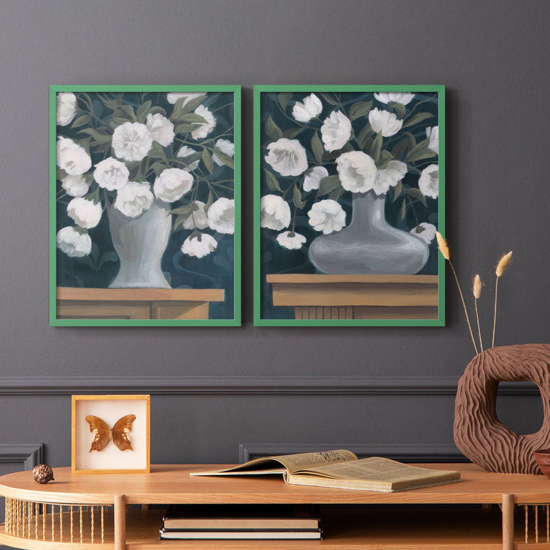 «Snowball Posies I», reproduction encadrée de qualité supérieure - prête à être accrochée - aucun clou requis - aucun clou requis