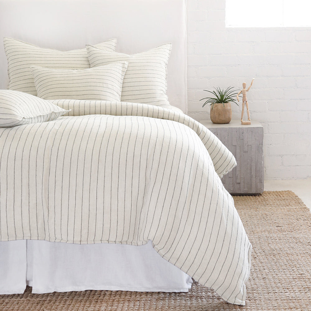 Blake Linen Shams, Cream/Gray, King