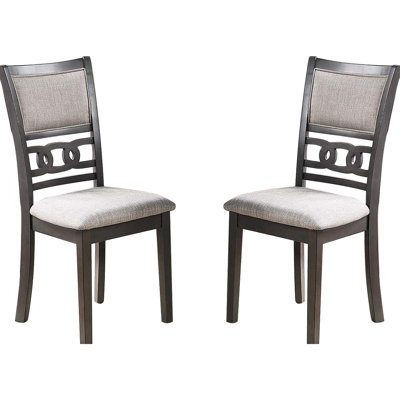 2 chaises de salle à manger grises, de style contemporain, en bois d'hévéa et gris, 2 sièges confortables, design moderne,
