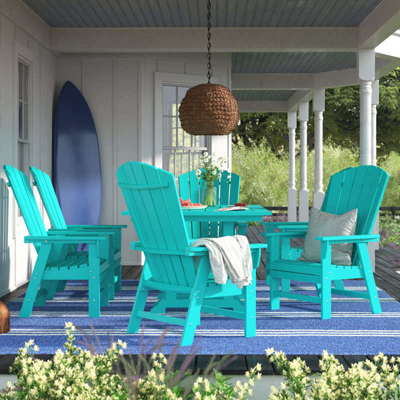 Ensemble repas d'extérieur en polyester 7 pièces Altura, Turquoise