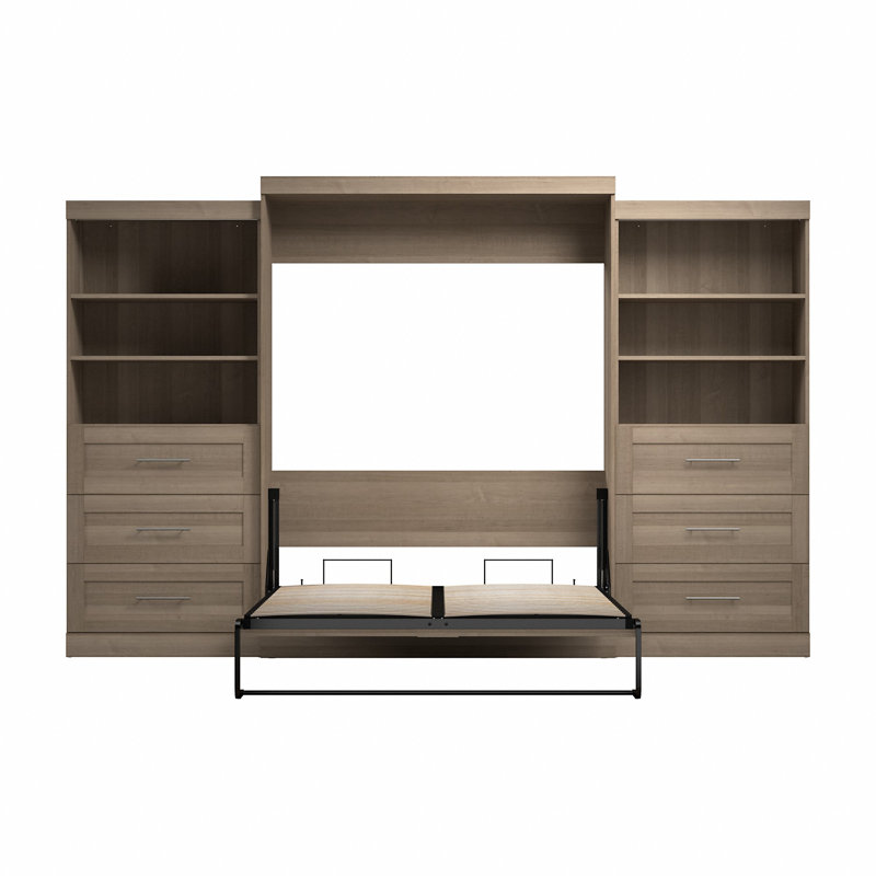Lit plateforme escamotable avec rangement Arlex, Grand, Gris cendré