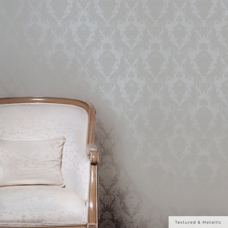 Kerens 16.5' L x 20.5" W Peel and Stick Wallpaper Roll, Platinum