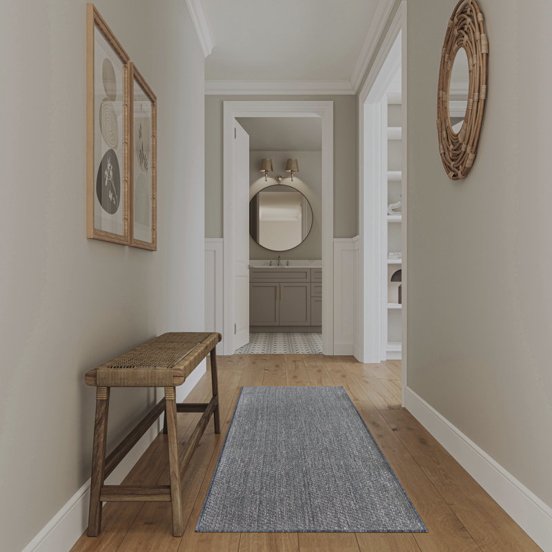  Tapis d'extérieur en denim 2 pi 2 po x 8 pi Tulum, En jean, Tapis de couloir 2 pi 2 po x 8 pi