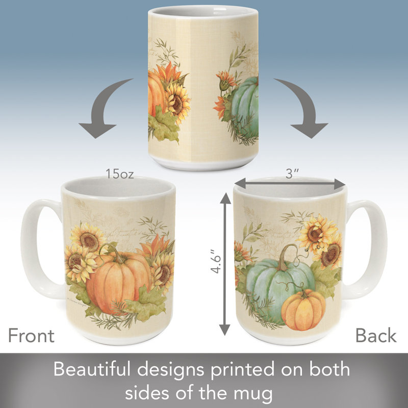 Harvest Fields Pumpkins 15 oz. Decorative Ceramic Mug