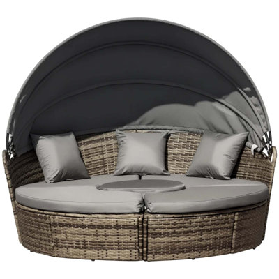 Convertible Outdoor Daybed Set with Retractable Canopy