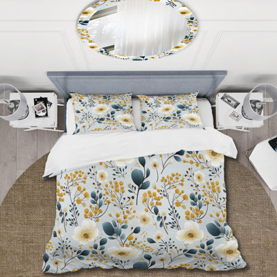 Ensemble de housse de couette en microfibre blanche et jaune