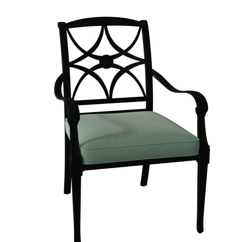 Wiltshire Outdoor Dining Armchair, Textured Black, 19.25", Hedge Flannel Sunbrella® Flannel