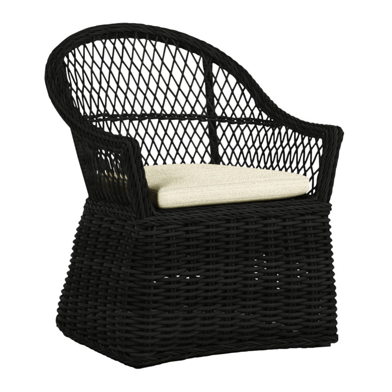 Fauteuil d'extérieur en résine tressée Soho N-Dura, Noir, Pas de soudure, Toile sable