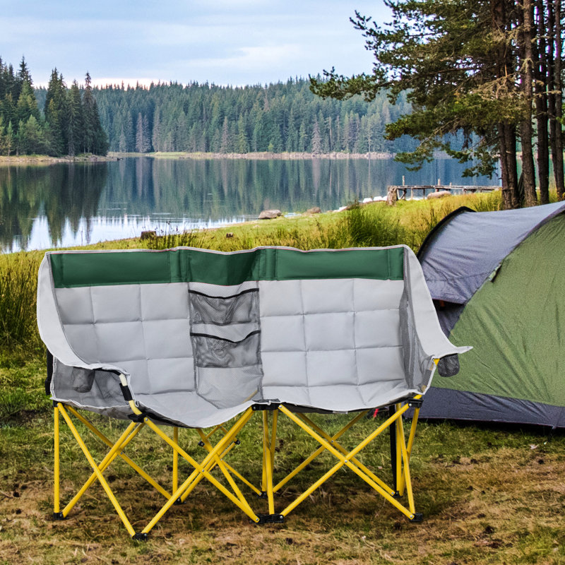 Lawn Chair With Stable Steel Frame And Pu Coated Cloth For Outdoor Use Folding Cup Holders Enjoyment