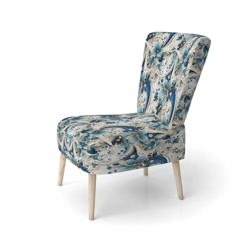 Nautical Allure Paisley Pattern VIII - Upholstered Bohemian & Eclectic Accent Side Chair