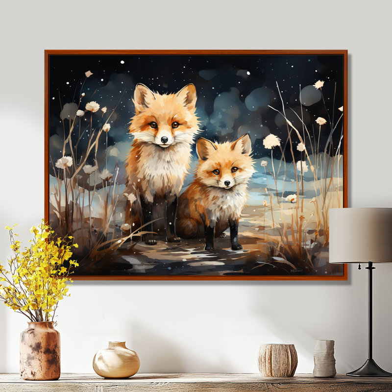 Printemps mignon, «Fox s Gaze I», reproduction d'art sur toile, H 12 po x l 20 po x P 1 po, Cadre flottant brun