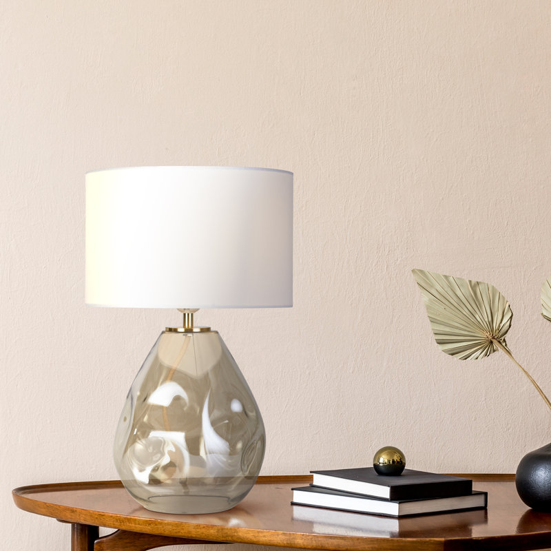 Aaryav Glass Table Lamp, Champagne, Off-White