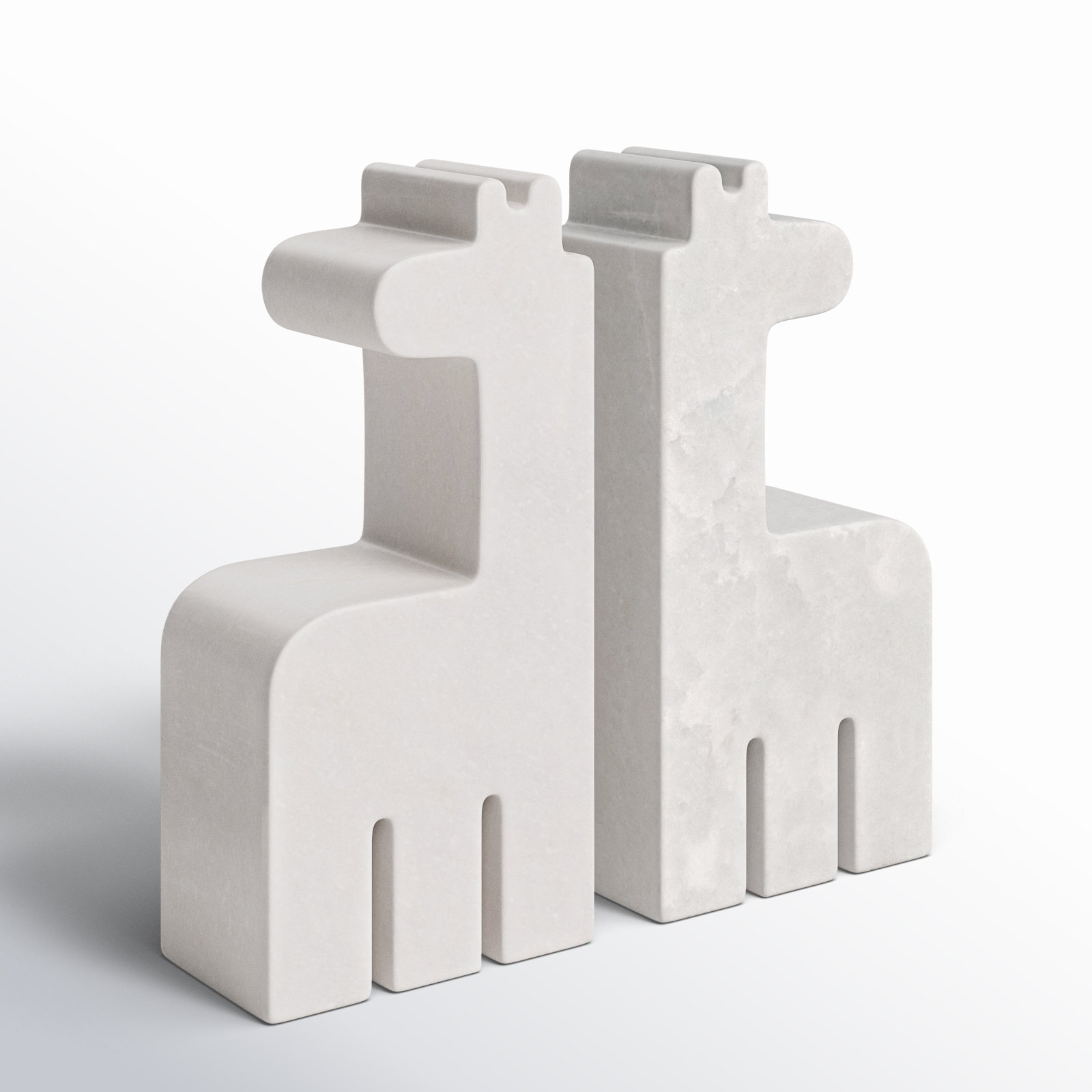 Marble Giraffe Bookends