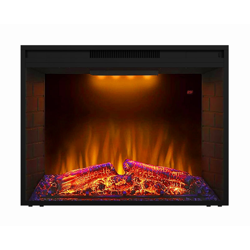 Recessed Electric Fireplace Insert, Heater Fireplace Insert for Existing Fireplace or TV Stand, 3 Color Top Light, 750/1500W, Black