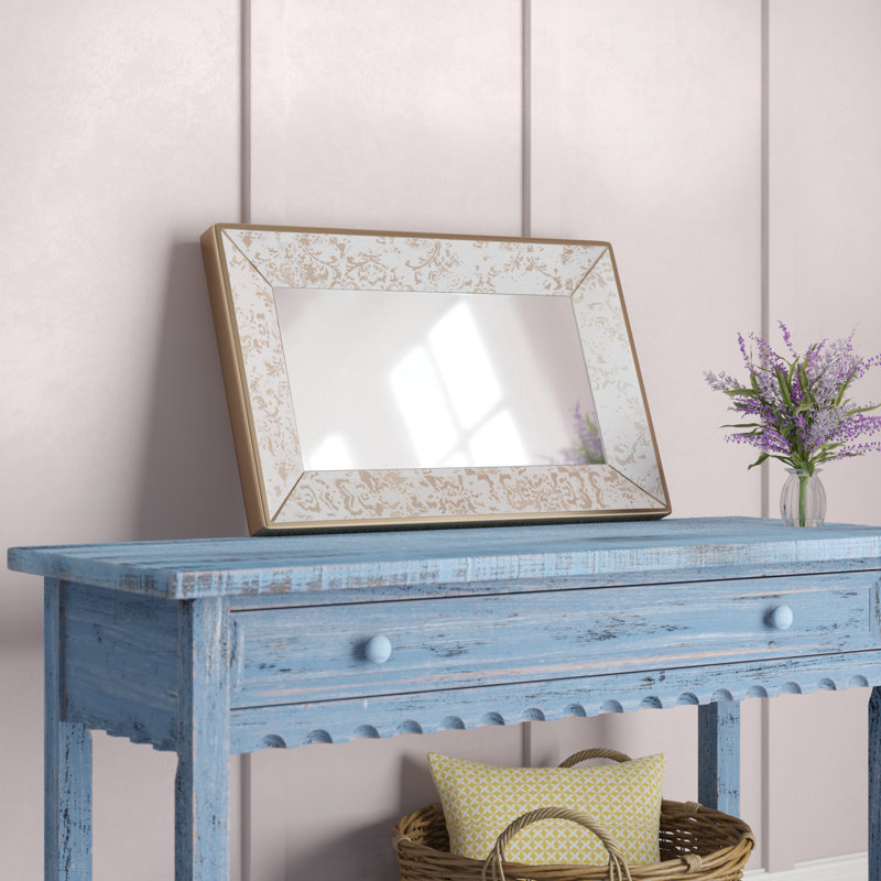 Silver Glass Framed Accent Mirror, 24" x 15.5", Rectangle