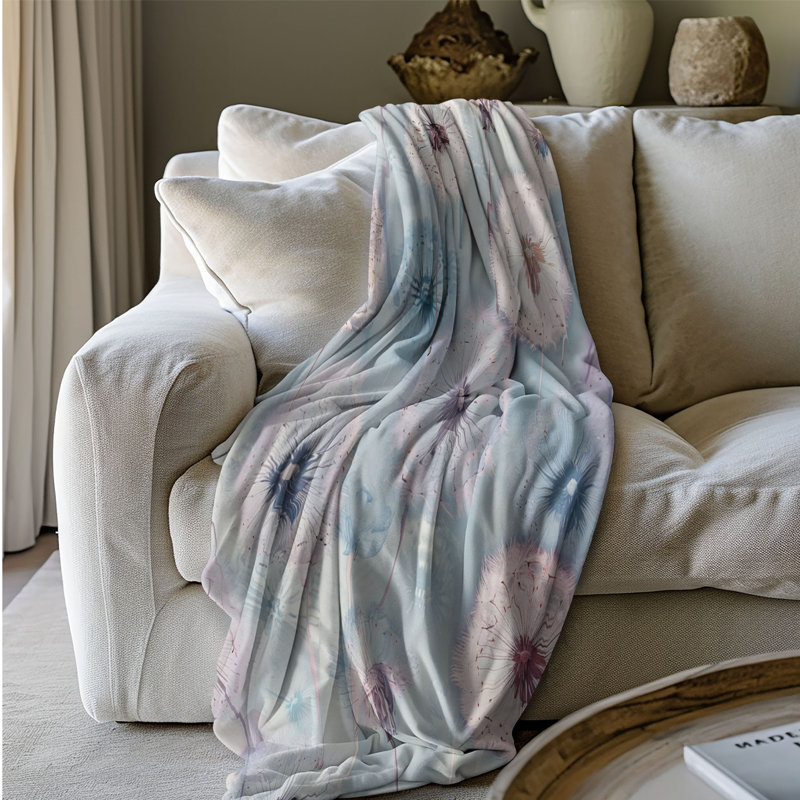 Motif de fleurs pastel - couverture Sherpa de qualité supérieure 1 pièce, Lit simple