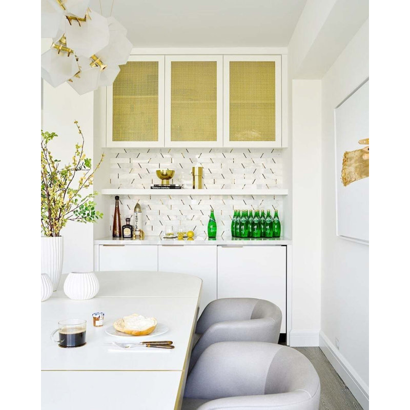 Matrix Trapezoid Marble And Brass Tile
