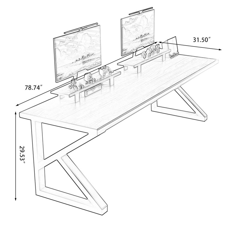 Light chestnut colour Rectangular Solid Wood writing desk, Light Chestnut, 29.53" H x 78.74" W x 31.5" D