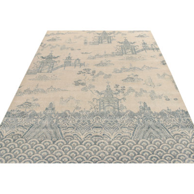 Distressed Homage Hand Knotted Wool Geometric Area Rug