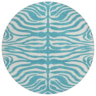 Solstice Teal Washable Indoor-Outdoor Rug - 