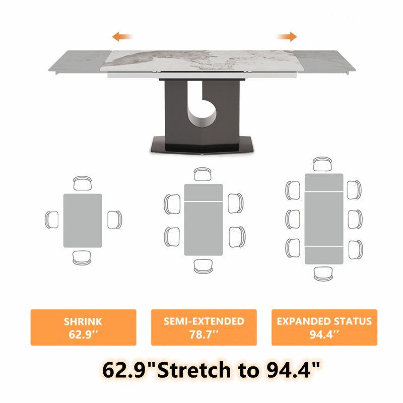 9 - Piece 62.99" To 94.4" Extendable Dining Set