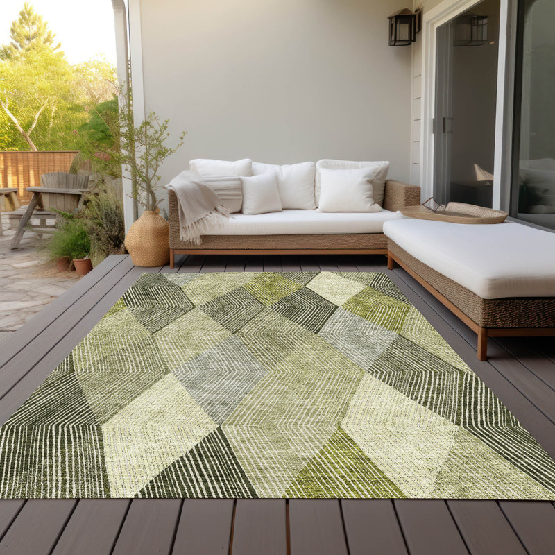 Olive Flat Woven Rectangular Synthetic Easy Care 8' x 10' Rug