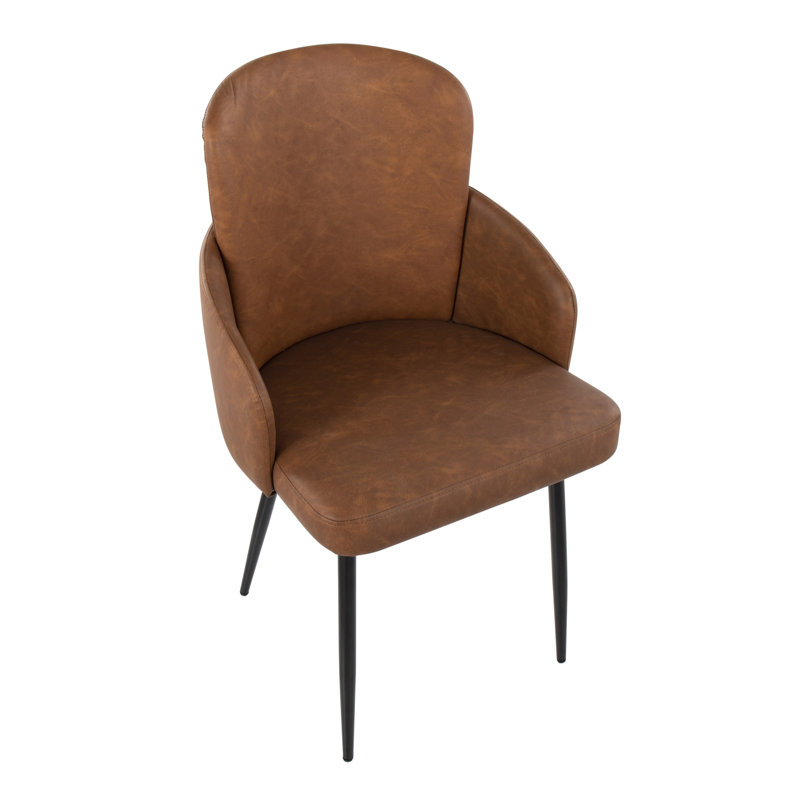 Jaquavia 18.75'' H Faux Leather Upholstered Armchair, Black, Camel