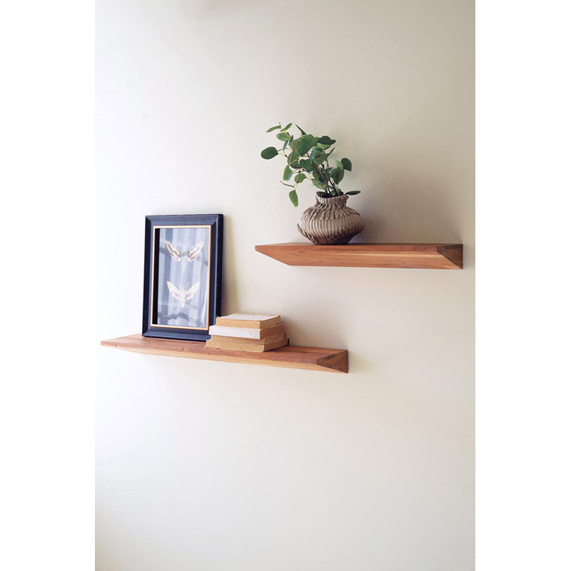 Acacia Wood 2-Piece Floating Wall Shelves