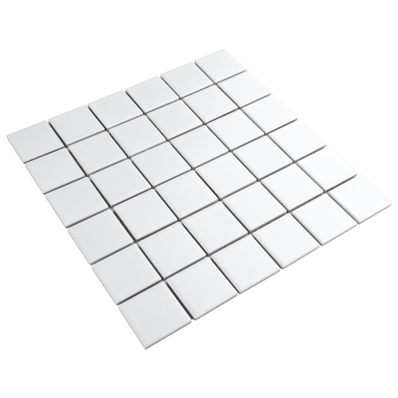 Metro Quad Matte White 11-3/4 in. x 11-3/4 in. Porcelain Mosaic Floor and Wall Tile