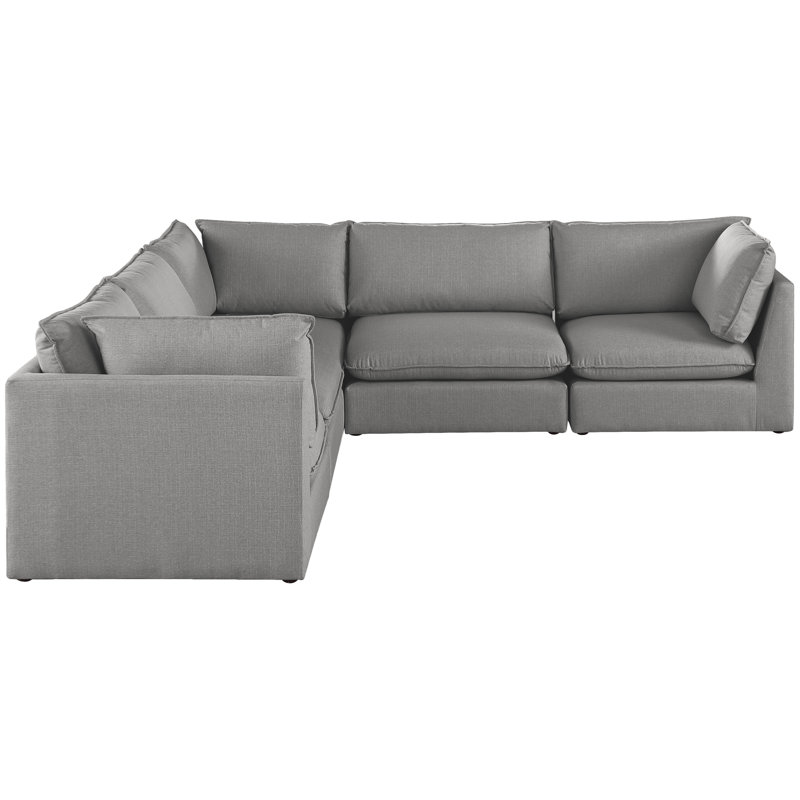 Tupman Upholstered L-Shaped Sectional Reversible, Grey Linen Textured Fabric