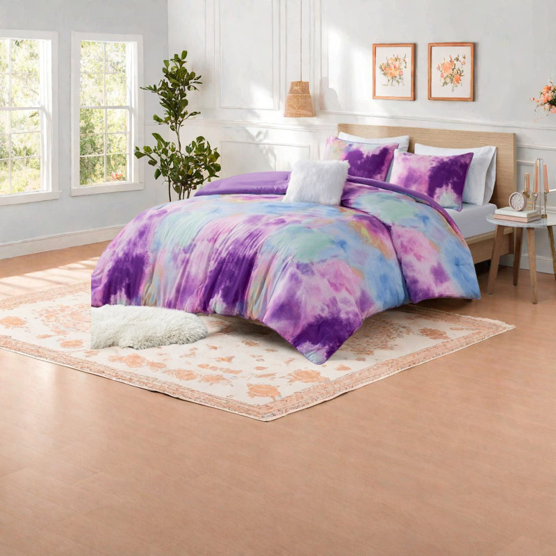 Ensemble de literie Dreamy Watercolor Tie Dye, polyester doux, conception hypoallergénique