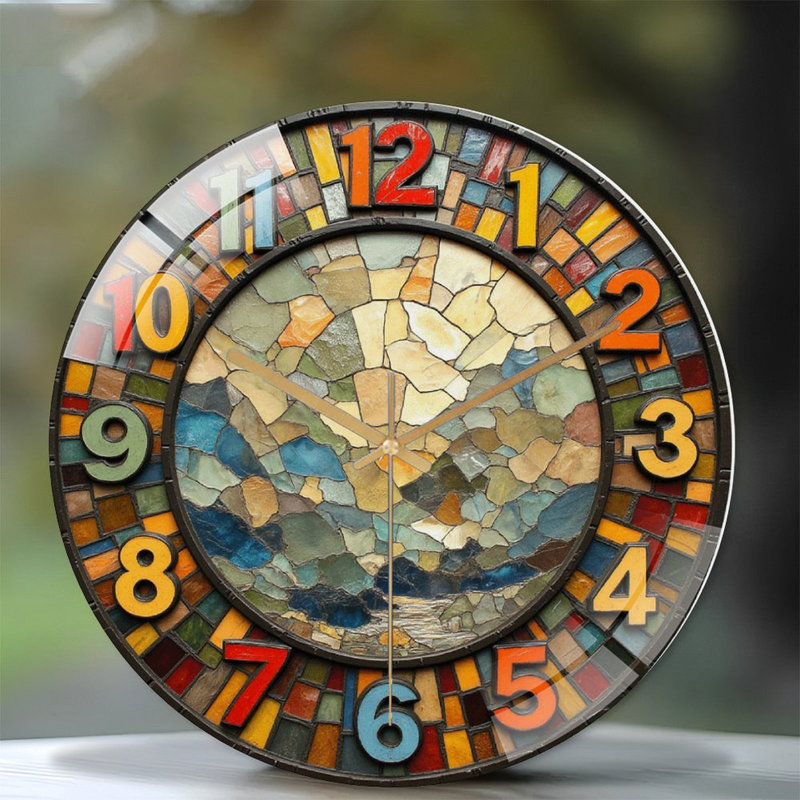 Horloge murale colorée en verre coloré 12 po