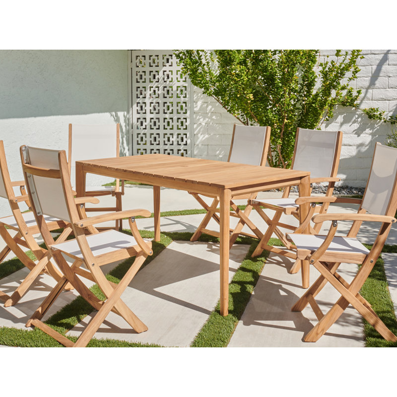 Del Ray 63-inch Rectangular Teak Outdoor Dining Table With Umbrella Hole