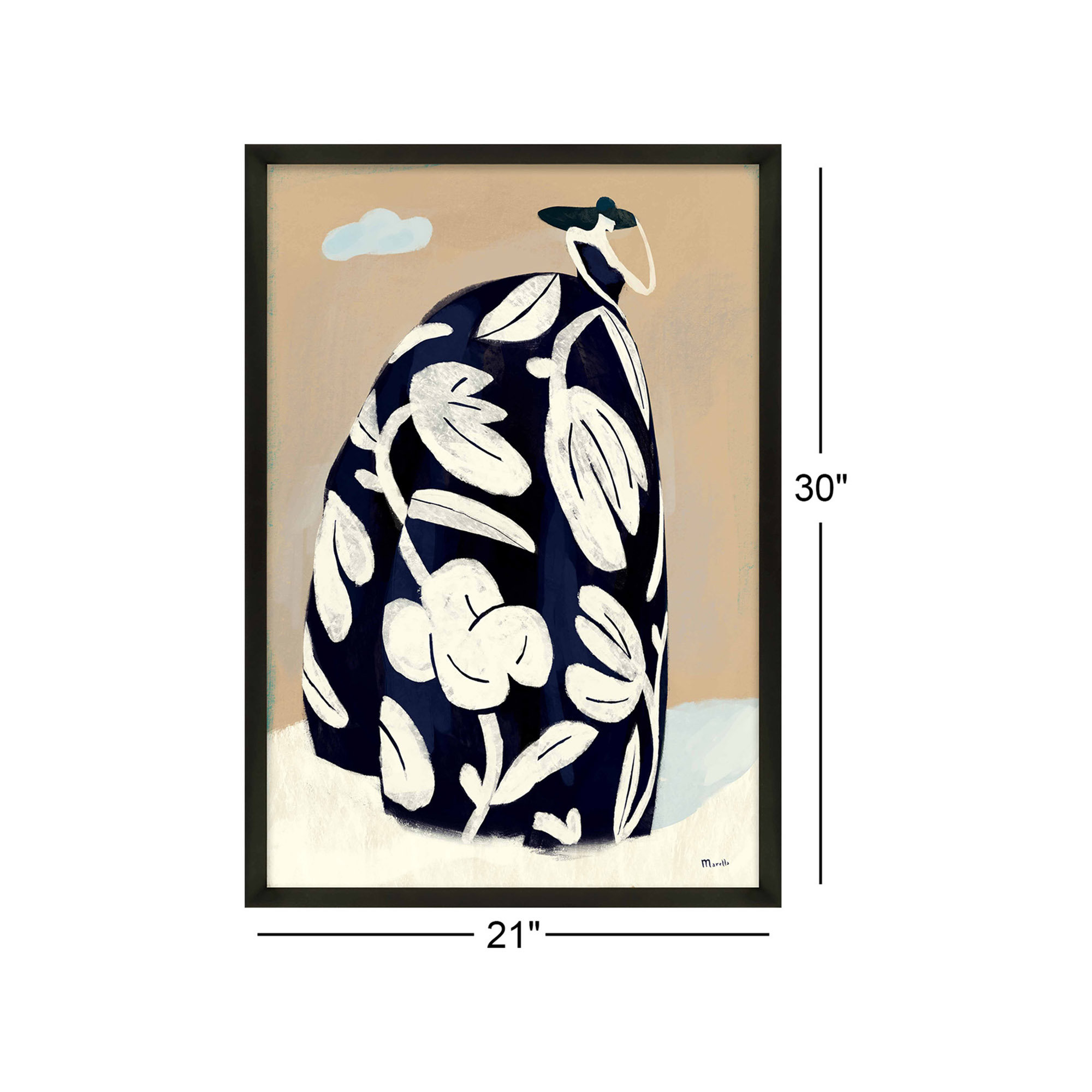 Black Dress by Marco Marella For Studio M, Black Paper Framed, 30" H x 21" W x 1.25" D