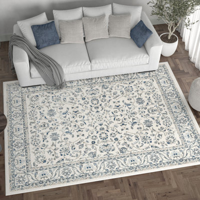 Crème oriental Briele | Bleu | Gris | Tapis beige