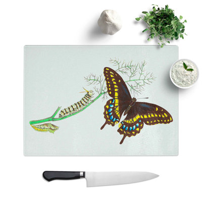 Tempered Glass Caterpillar and Butterfly Chopping Board