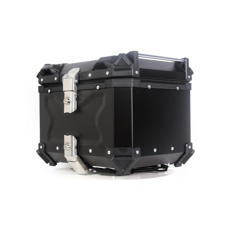 Large Capacity 45L Motorcycle Rear Box, Aluminum Alloy Motorcycle Top Case, Waterproof, Dustproof,  Anti theft Lock, Easy Helmet Storage, 2 Keys, Reflective Sticker