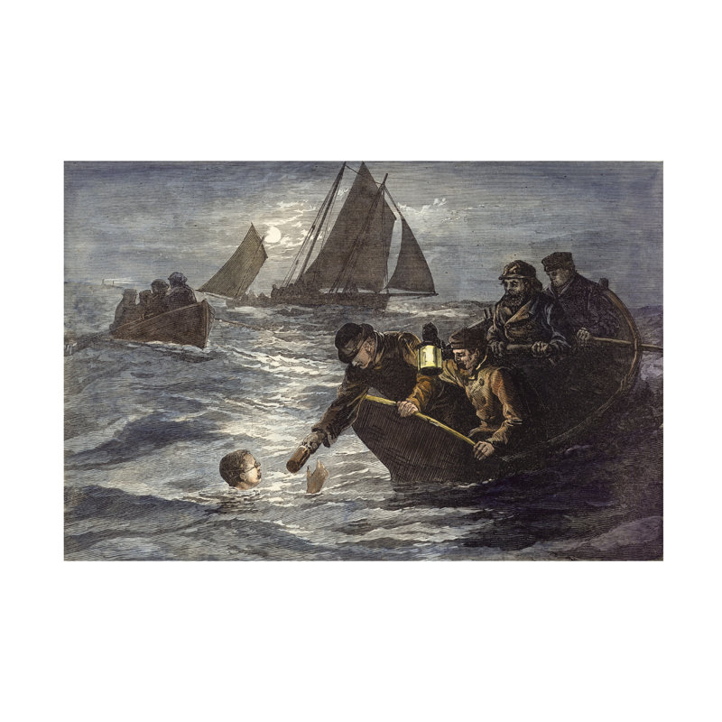 «English School Captain Webb’S Attempt To Swim The English Channel, 1875, art sur toile, H 22 po x l 32 po