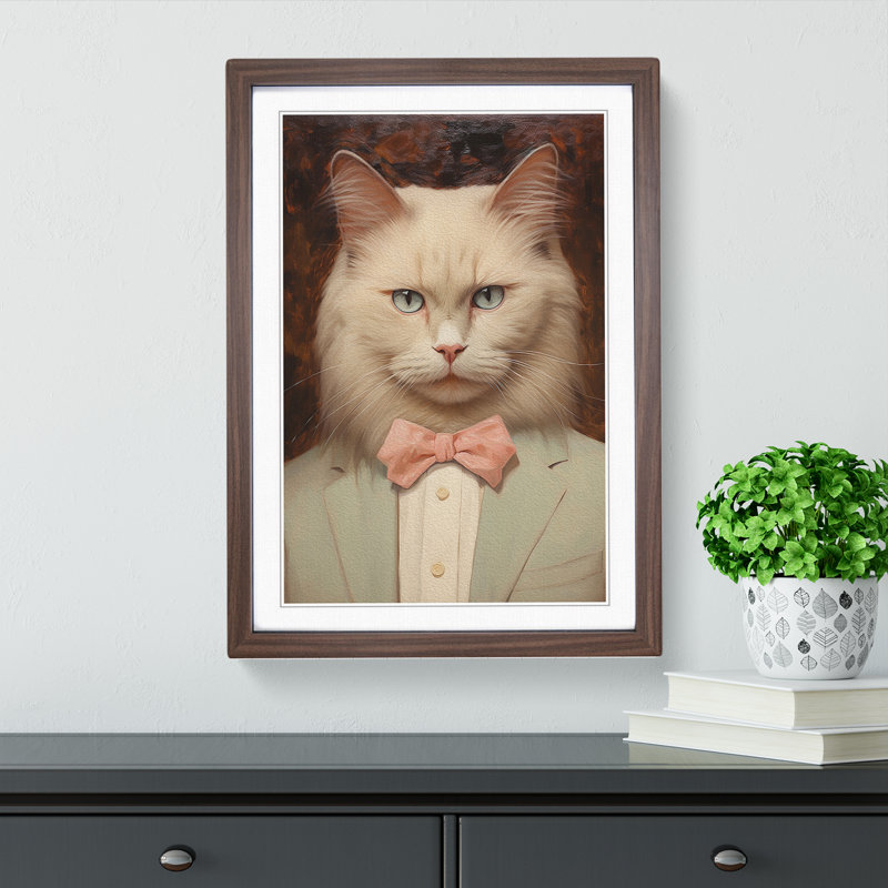 Ragdoll Cat Dadaism - Single Picture Frame Print on Wood, Walnut Framed, 64cm H x 46cm W x 2cm D