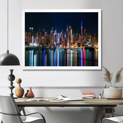 «New York Midtown Night Panorama», reproduction de photo sur toile tendue