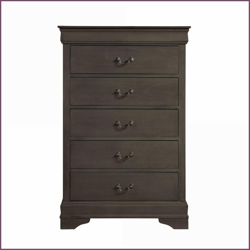 Commode à 5 tiroirs gris traditionnel Louis Philippe | Gris | Bois, Gris